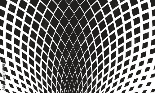 Abstract black colour geometry dimond halftone arc vector pattern with white background