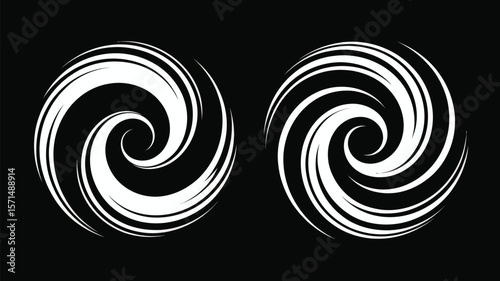 Artistic spirals in monochrome create a visually striking graphic element for designs and digital artwork, offering visual movement.