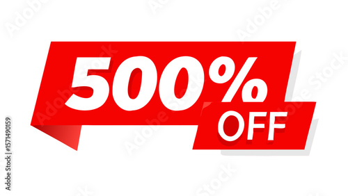 Vector Illustration 50 Percent Off Banner. Modern Red Web Label.
