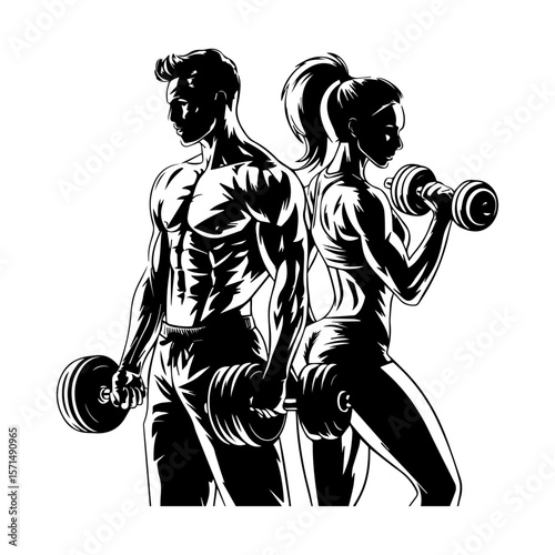 illustration of a man lifting weights