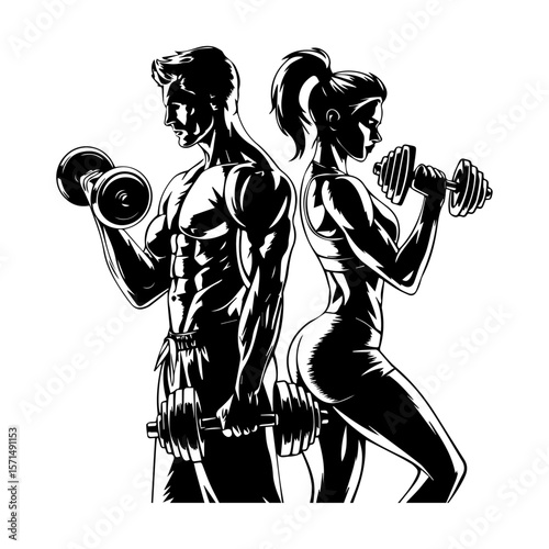 silhouette of a man with dumbbell