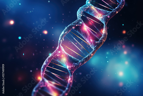 Modern Digital DNA Helix Visualization with Blue Hue