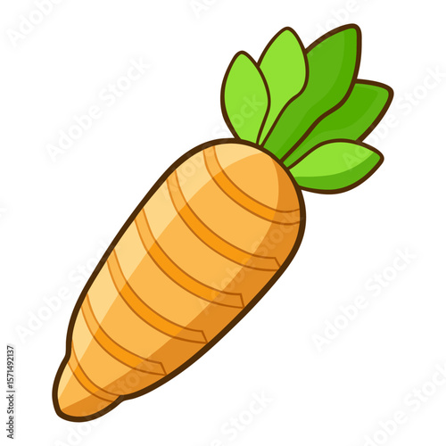 Bright orange carrot with green leafy top vegetable food