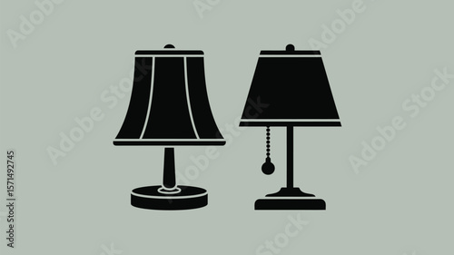 Elegant twin table lamps in silhouette, radiating vintage charm and simple decorative appeal for cozy spaces.