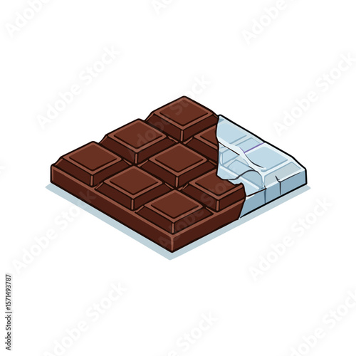 Chocolate Bar with Partially Open Wrapper