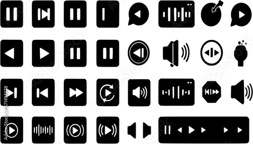 Set Media Player Icon. Multimedia. Player icon Isolated. Vector Illustration
