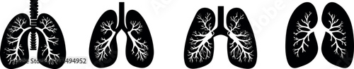 Silhouette of human lungs isolated on white background for medical illustration