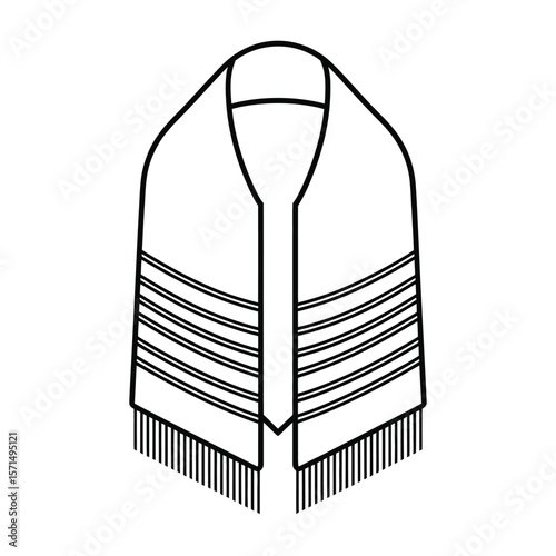 Simple Line Drawing of a Jewish Tallit Prayer Shawl