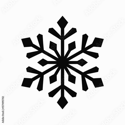 Simple Black Snowflake Icon Winter Holiday Design