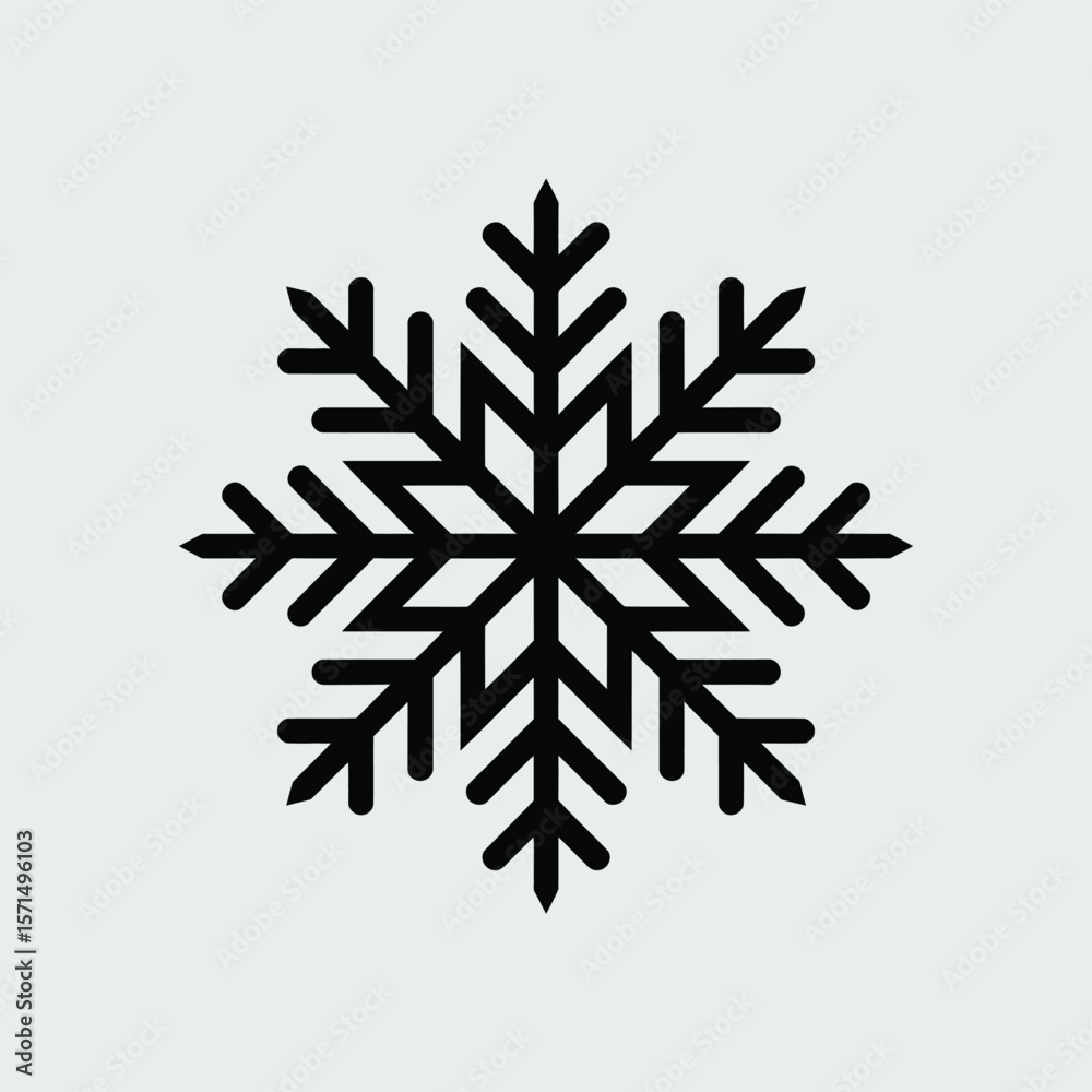 Simple Black Snowflake Icon Winter Holiday Design Simple Black Snowflake Icon Winter Holiday Design
