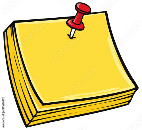 Red pushpin in a yellow note with room for text 