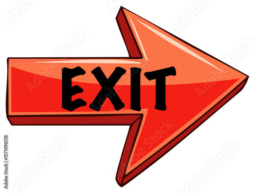 Red arrow with Exit text, isolated 