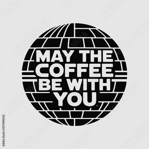 Black and white coffee themed graphic with text 
