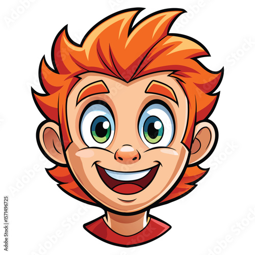 Cartoon happy boy on white background