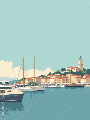 Toulon, France – harbor view with naval ships and pastel-colored old town