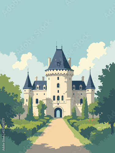 Angers, France – Château d'Angers with massive stone walls and gardens