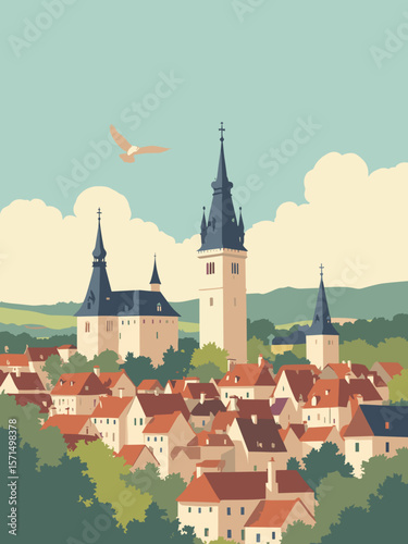 Dijon, France – medieval buildings and owl trail symbols in charming old town