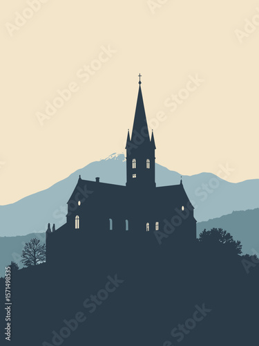 Clermont-Ferrand, France – black volcanic stone cathedral and Puy de Dôme in distance