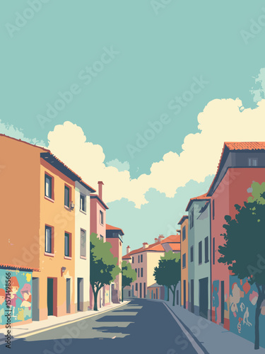 Villeurbanne, France – urban scene with murals and modernist housing complexes