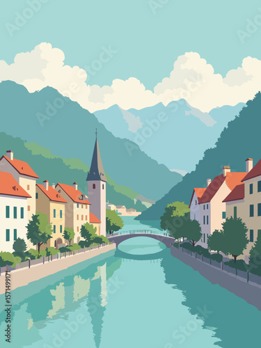 Annecy, France – turquoise canals and pastel houses with Alpine lake in background