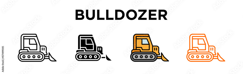 Fototapeta premium Bulldozer.eps Excavator, Heavy Equipment, Construction Vehicle, Earthmover, Machinery, Demolition, 
