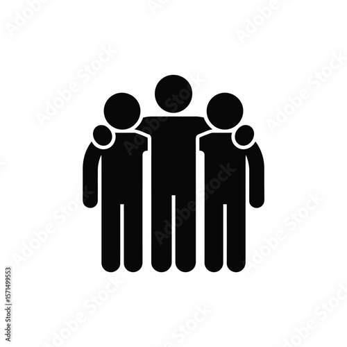 Three people embracing teamwork unity friendship