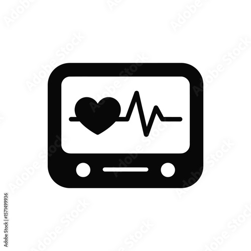 Heart Rate Monitor Icon Showing Vital Signs and Heartbeat