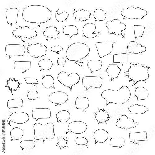 Hand-drawn speech bubbles set collection for creative design projects and communication concepts