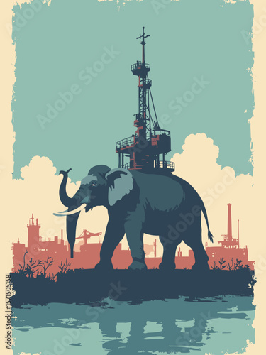 Nantes, France – Machines of the Isle elephant and old shipyard with industrial art elements