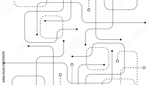 Digital technology concept with integrated circuit and network communication elements