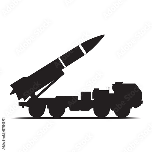 Vector art of silhouette of a missile launcher isolated on white background