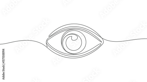 Single Continuous Line Drawing of Human Eye Vision Organ Art