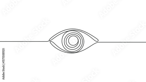 Minimalist one line drawing of an eye on a white background