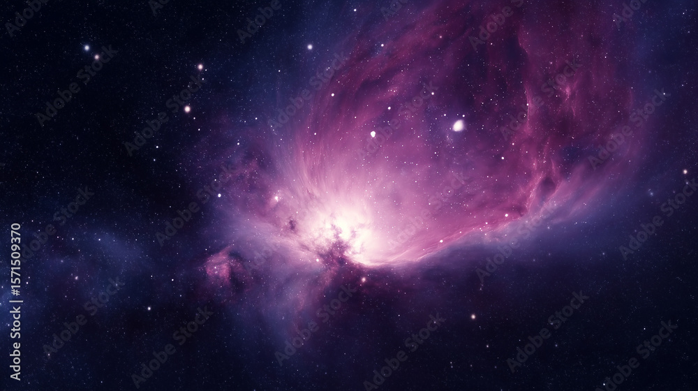 Fototapeta premium Purple Space Nebula with Shining Stars