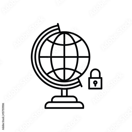 Global Security Concept Globe with Padlock Icon Representing Worldwide Protection