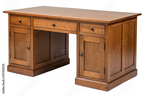 Classic Wooden Executive Desk with Drawers and Cabinets Perfect for Home Office or Study