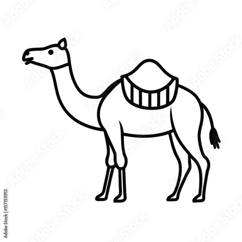 camel-with-traditional-arabian-gear-vector-on-whit.eps