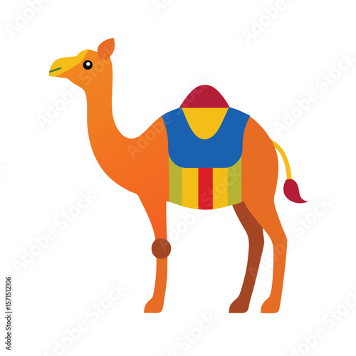 arabian-camel-with-colorful-saddle-vector-on-white.eps