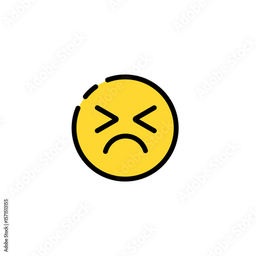 Icon showing intense emotional expression with eyes closed and mouth scrunched tight.
