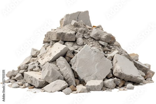 Pile of Concrete Debris Demolition Waste and Construction Rubble