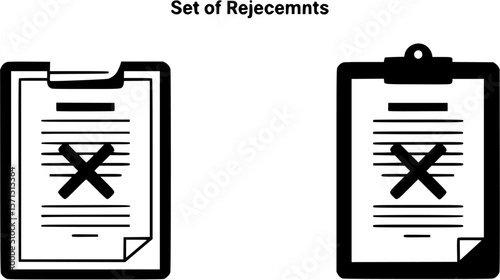 rejected documents icon. clipboard paper with cross mark, vector symbol on transparent background.
