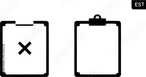 rejected documents icon. clipboard paper with cross mark, vector symbol on transparent background.
