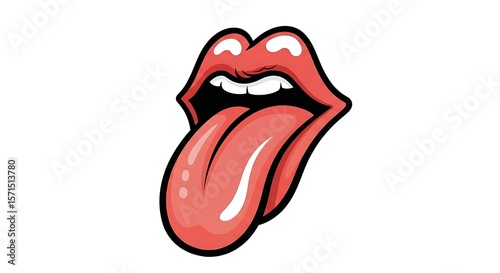 Pop Art Tongue Vector – Bold Lick Expression on White Background

