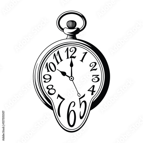 Melting Pocket Watch Surreal Time Illustration