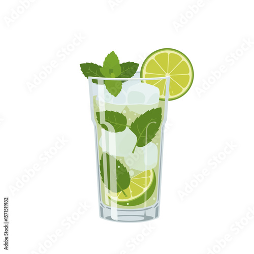 A refreshing mojito cocktail vector icon