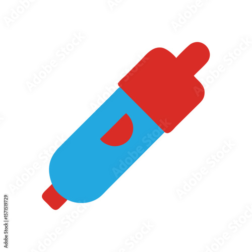 Blue Red Insulin Pen Graphic for Diabetes Treatment on injection medical