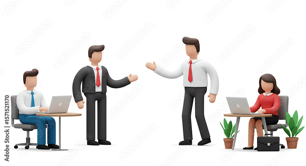 Business team at work digital illustration for office finance and collaboration Business team at work digital illustration for office finance and collaboration