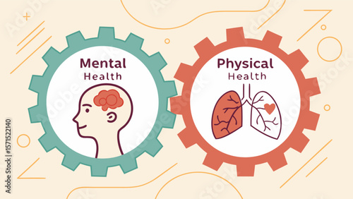 Mental and physical health awareness illustration for wellness and wellbeing promotion campaign design