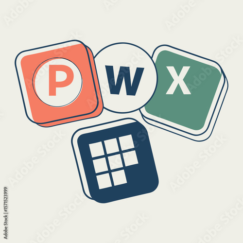 Set of 4 colorful software icons vector