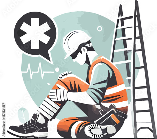 Injured construction worker requiring medical attention after a workplace accident